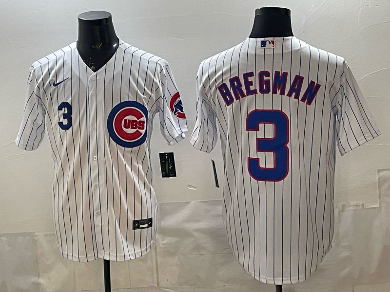 Men 2026 Chicago Cubs #3 Bregman White Stripe Game Nike MLB Jersey style 004